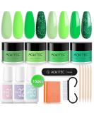 Aokitec 15-Piece Green Glitter Dipping Powder Nail Set | Beginner-Friendly Acrylic Nails | Perfect Gifts for Women | Multicolored Dip Gel Set - Buy Online on GoSupps.com