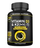 High Strength Vitamin D3 K2 Tablets - 365 Micro Tablets | 4000IU Vitamin D3, 100mcg K2 (MK7) | 1 Year Supply | Vegetarian & UK Made | Bone & Muscle Support - Buy Online on GoSupps.com