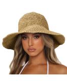 Sydbecs Women's Wide Brim Straw Sun Hat UPF50+ - Khaki - Buy Online on GoSupps.com