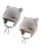XIAOHAWANG Baby Earflap Beanie Hat 2Pcs Set - Soft Knit Beanie for Infant Toddler Boy & Girl, Cute Bear Design, Autumn Winter 18-36 Months - Buy Online on GoSupps.com