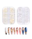 Round Imitation Pearl Nail Charms - 2 Boxes, 6 Grids - Nail Art Decorations for DIY 3D Nail Design - Buy Online on GoSupps.com