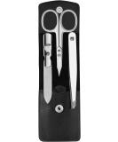 Shop Premium Twin Manicure Pedicure Set - 3-Part Nail Scissors 100% Leather Black - Perfect for Hands & Feet - Buy Online on GoSupps.com