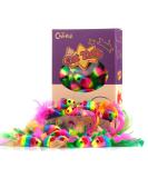 Chiwava 24PCS 5 Rattle Cat Toys with Feather Rainbow Rope - Interactive Mouse Kitten Toy - Buy Online on GoSupps.com