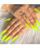 Sethain Matt Blue Ballerina False Nails - Long Complete Coverage Press-On Fingernails for Women & Girls | Stylish & Durable Yellow Design - Buy Online on GoSupps.com