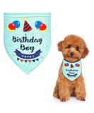 Dog Birthday Bandana for Boy Pets - Happy Birthday Triangle Scarf for Small Medium Dogs and Cats - Blue-Green Party Supplies - Buy Online on GoSupps.com