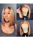 8 U&A HD Highlight 27 Colored Short Bob Lace Front Wig - Brazilian Human Hair, Pre Plucked with Baby Hair - Fashion Women - Buy Online on GoSupps.com