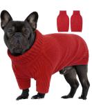 Iecoii Dog Sweater | Warm Turtleneck Sweaters for Small Medium & Large Dogs | Winter Clothing for Chihuahua French Bulldog & Labrador - Red - Buy Online on GoSupps.com