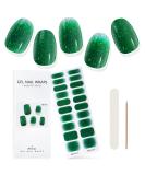 EBANKU Dark Green Glitter Gradient Gel Nail Strips - 20Pcs Waterproof Long-Lasting Real Gel Polish with Nail File | UV/LED Lamp Required - Buy Online on GoSupps.com