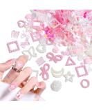 Nail Art Decoration - 350 Pieces White Pink 3D Charms & Pearls for DIY Nail Decor | Bear Butterfly & Bow Jewelry for Girls & Women - Buy Online on GoSupps.com