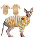 Breathable Cotton T-Shirts for Hairless Cats | Soft Summer Vests for Sphynx Cornish Rex & Devon Rex | Skin-Friendly Cat Pajamas (M - 5.5-6.6lbs) - Yellow - Buy Online on GoSupps.com
