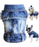 Brocarp Dog Jean Jacket, Blue Denim Lapel Vest Coat T-Shirt Costume Cute Girl Boy Dog Puppy Clothes, Comfort and Cool Apparel, for Small Medium Dogs Cats, Machine Washable Dog Outfits (Small, Blue) Small Blue - Buy Online on GoSupps.com