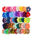 Simnice 60 Colors Silk Large Satin Hair Scrunchies Elastic Hair Bobbles Ponytail Holder Hair Scrunchy Vintage Hair Ties Accessories for Women Girls - Buy Online on GoSupps.com