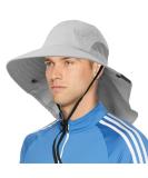 SUN CUBE Wide Brim Sun Hat with Neck Flap, UPF50+ Hiking Safari Fishing Hat for Men Women, Sun Protection Beach Hat One Size Light Grey - Buy Online on GoSupps.com