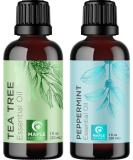 Pure Peppermint and Tea Tree Hair Oils Set - 1 Fl Oz for Hair Growth and Skin Care - Buy Online on GoSupps.com
