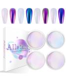 Allstarry White Chrome Nail Powder - 4 PCs Color-Shift Chameleon Mica & Iridescent Glitter for Gel Polish Nail Art & Resin Craft - Buy Online on GoSupps.com