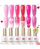 BORN PRETTY Pink Gel Nail Polish Set - 6 Neon Shades for Holiday Party | Cherry Blossom, Strawberry, Lovely Pink Colors | Gift Set for Natural Nails - Buy Online on GoSupps.com