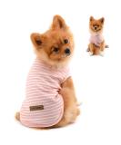 Shop Paidful Small Dog Summer Striped T-Shirt for Girls | 100% Cotton Sleeveless Chihuahua & Yorkshire Fashion - Pink | Back Length 20cm - Buy Online on GoSupps.com