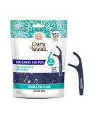GuruNanda Dual Slickers Floss Picks - Double Threaded Dyneema Dental Floss & Foldable Toothpick for Plaque Removal (150 Ct) - Unflavored - Buy Internationally - Buy Online on GoSupps.com