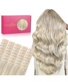 Salife Real Hair Extensions - 40PCS 60G 25cm Ashblond Highlights Tape In Extensions Invisible Seamless Soft & Natural #17a/60a - Buy Online on GoSupps.com