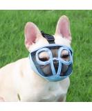 Jyhy Adjustable Muzzle for Short Snouted Dogs - Breathable & Comfortable Bulldog Muzzle for Biting Chewing & Training - Size M (28-43 cm) - Blue - Buy Online on GoSupps.com