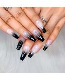 Artquee French Black Ballerina Ombre Long Coffin Press On Nails - 24pcs Glossy False Tips for Women & Girls | JB604 - Buy Online on GoSupps.com
