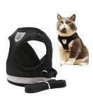 MYKOMI Comfort Step-in Cat Harness and Leash Set - Escape Proof Pet Vest for Small Animals - M 3-4.5KG Black - Buy Online on GoSupps.com