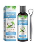 Natural Coconut Pulling Oil 8 Fl.Oz | Teeth Whitening Mouthwash with Tongue Scraper & Measuring Cup | Healthier Gums & Teeth - Buy Online on GoSupps.com