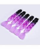 Showjarlly Jumbo Braid Art Hair - 24 Inch Ombre Kanekalon Braid Extensions (5 Pack) for Crochet & Box Braids - Black Dark Violet & Light Violet - Buy Online on GoSupps.com