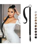 REECHO DIY Braid Ponytail Extension | Long Straight Wrap Around Synthetic Hairpiece - Black 34 Inch - Buy Online on GoSupps.com