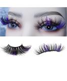 Shop 22mm 3D Fluffy Mink Glitter Lashes - Dramatic Purple Black Strip Lashes for Halloween Cosplay & Stage - Buy Online on GoSupps.com
