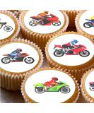 Motorbike 24 edible PRE CUT style kids childrens party decorations Wafer Paper Cupcake Fairy Cake Toppers - Buy Online on GoSupps.com