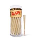 RAW Cones Classic Lean Size 50 Pack - Natural Pre Rolled Rolling Paper with Tips & Packing Tubes - Buy Online on GoSupps.com