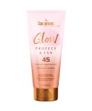 Coppertone Glow Protect and Tan Sunscreen Lotion SPF 45 - Water Resistant, Gradual Self Tanner - 5 Fl Oz Tube - Buy Online on GoSupps.com