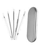6-Piece Blackhead Removal Tool Set with Curved Tweezers Acne Spot Treatment Leather Case & Mirror - Ideal for Flawless Skin - Buy Online on GoSupps.com