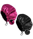 Fuyamp 2 Packs Satin Sleep Cap Adjustable Silky Sleep Bonnet for Women Long Curly Hair Double-Sided Waterproof Satin Hair Cap Extra Large Sleep Satin Bonnet for Women Girls Sleeping Red+Black - Buy Online on GoSupps.com