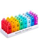 Pill Organizer Monthly 2 Times a Day - AM PM Large One Month Pills Organizer, BPA-Free 30 Day Pills Box Container Cases, Morning and Night Pill Boxes with Unique Handle Design Hold Vitamin, Medicine - Buy Online on GoSupps.com