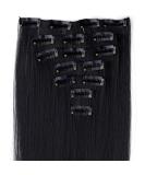 Jet Black Hair Extensions - 24/60cm, 130g, 7pcs Set - Long Straight Synthetic Clip Ins for Women - Buy Online on GoSupps.com