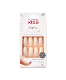 KISS Salon Acrylic Natural Fake Nails - Long Coffin Style 'Strong Enough' DIY Manicure Kit with Pink Gel Nail Glue - Ultra-Smooth Finish - Includes Mini Nail File, Manicure Stick, and 28 Nails in 14 Sizes - Buy Online on GoSupps.com