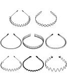 Willbond 8-Piece Metal Headbands Set | Unisex Non-Slip Hair Bands for Women & Men | Black Spring Headband for Sports | Metal Hair Hoop Accessories - Buy Online on GoSupps.com