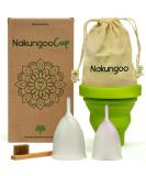 Nakungoo Cup menstrual cup soft 100% medical silicone certified ecological alternative reusable for heavy bleeding |Set with 2 sizes (S and L) sterilizer bag brush - Buy Online on GoSupps.com