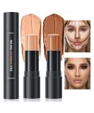 Double-Headed Highlighter Stick - 2-in-1 Waterproof Concealer & Bronzer for Face Makeup | Brightening Pencil in Lotus Color & Light Brown - Buy Online on GoSupps.com