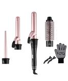CCKeyin 4-in-1 Curling Iron Set - Multifunctional Ceramic Curling Iron Kit with Attachments for Large & Small Curls - Pink - Buy Online on GoSupps.com