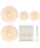Hair Bun Shaper Set with 4 Sizes Beige Donut Bun Maker + 50 Bobby Pins - Perfect Chignon Bun Styling Kit for Dancer Ballet Girls - Buy Online on GoSupps.com