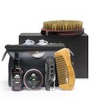 6-Piece Beard Grooming Kit with Organic Oil, Balm, Wax for Styling and Growth - Includes Bib, Brush, Combs - Large Storage Bag - Buy Online on GoSupps.com