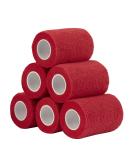 Buy Legal Self-Adhesive Bandage 7.5cm x 4.5m - 6 Rolls for First Aid Dog Veterinary Wrap & Sports Use | Red Elastic Cohesive Bandage - Buy Online on GoSupps.com