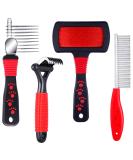 4-Piece Pet Grooming Set: Dematting Comb, Slicker Brush, Steel Comb - Dog & Cat Grooming Tools - Buy Online on GoSupps.com