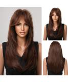 Esmee Long Straight Brown Wig for Women - Layered Synthetic Hair with Fringe for Daily Party Cosplay - 20 Inches - Buy Online on GoSupps.com