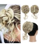 S-Noilite Claw Clip Messy Bun Hair Piece - Sandy Blonde & Bleach Blonde 16P613 | Updo Hair Chignon Curly Wavy Scrunchies for Women - Buy Online on GoSupps.com