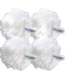 Shower Bouquet Loofah Soft-White-Cloud Bath Sponge XL 75g 4 Pack - Extra Large Mesh Pouf for Men and Women - Gentle Exfoliating Scrubber - Buy Online on GoSupps.com