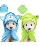 Fiyuer Dog Wademan 2 pcs Pet Bathing Towel & Bathrobe - Fast Drying Super Absorbent for Small Dogs & Cats - Green & Blue - Buy Online on GoSupps.com